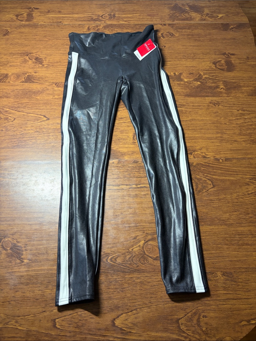 SPANX Black faux leather leggings with control waistband